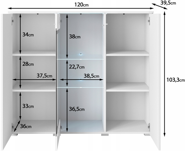 Witryna VERA HIGHBOARD 120 Kaszmirowy Beż