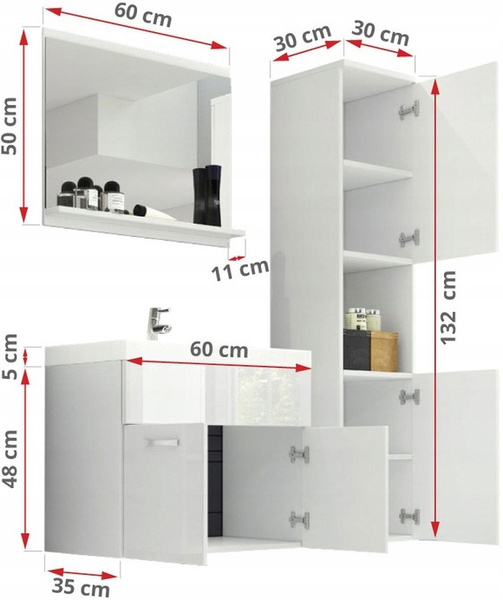 Meble łazienkowe MONTREAL, umywalka, lustro KASZMIROWY BEŻ