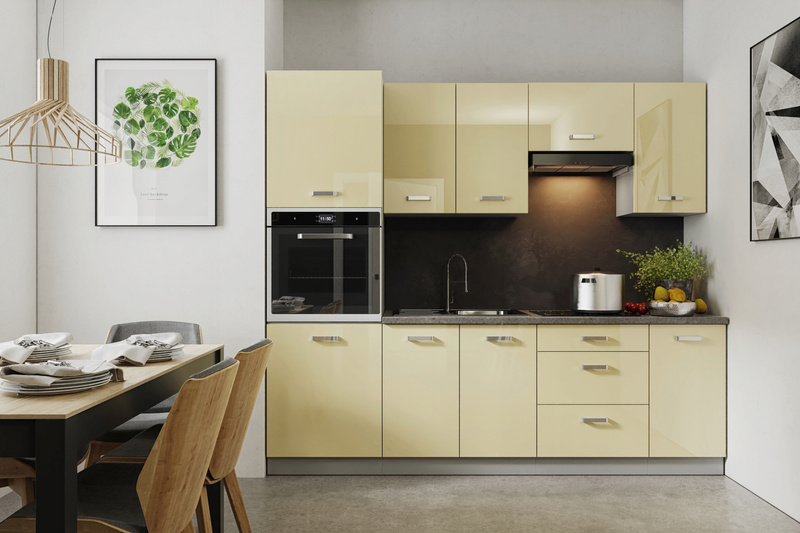 Szafka kuchenna KARMEN 60 DKS-210 3S 1F KREM POŁYSK / SZARY PLATYNOWY