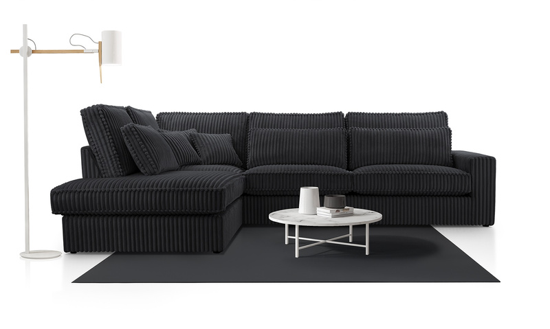 Duży Narożnik do salonu COBRA 314 cm, Rogówka, Ciepły SZTRUKS