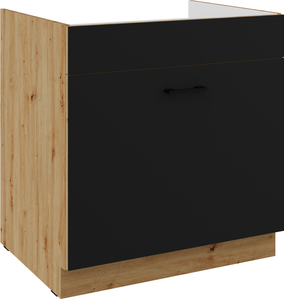 Szafka kuchenna dolna MODENA 80 ZL 1S BB CZARNY MAT/DĄB ARTISAN