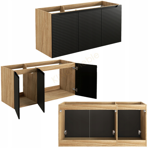 Meble łazienkowe LUXOR BLACK 120, Umywalki nablatowe, Dąb/Czarny, 2 KOLORY