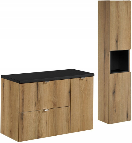 Zestaw meblowy 90cm, blat, słupek, Meble łazienkowe NOVA Dąb Coast Evoke
