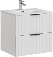 Meble łazienkowe ADEL, Zestaw meblowy z umywalką, dwie szuflady, 60cm BIAŁY