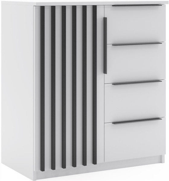 Komoda loftowa SORENTO 80cm lamele szuflady Dąb Craft Złoty / Czarny