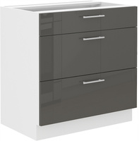 Szafka kuchenna dolna LARA 80 D 3S BB QUADRO SZARY POŁYSK / BIAŁY