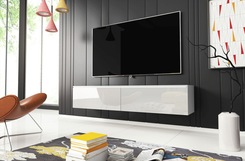 Szafka RTV Lowboard D 140cm DĄB WOTAN / BIAŁY POŁYSK