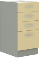 Szafka kuchenna dolna KARMEN 40 D 4S BB KREM POŁYSK / SZARY PLATYNOWY