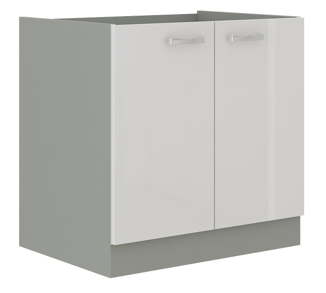 Szafka kuchenna dolna 80 D 2F BB BIAŁY POŁYSK, SZARY PLATYNOWY, Meble Kuchenne BIANCA