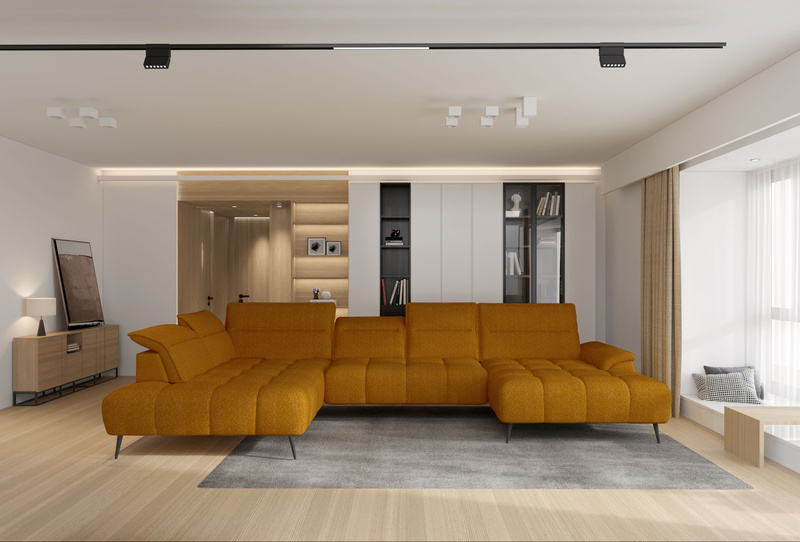 Narożnik MONTANA XL 389 cm, Elektryczny wysuw siedziska, Zagłówki