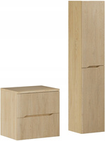 Zestaw meblowy 60cm z blatem, Słupek, Meble łazienkowe NORDIC Dąb Cremona