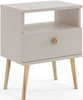 Stolik nocny BOHO z szufladą, drewniane nogi KASZMIR