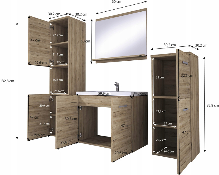 Meble łazienkowe MALO, lustro, umywalka MATERA / KASTANIEN BRESLAW