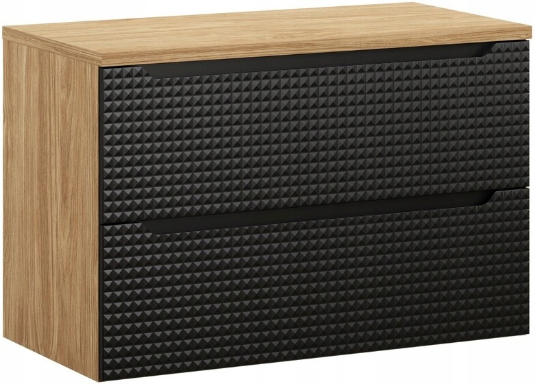 Zestaw meblowy 90cm z blatem, Meble łazienkowe LUXOR Dąb Olejowany / Czarny