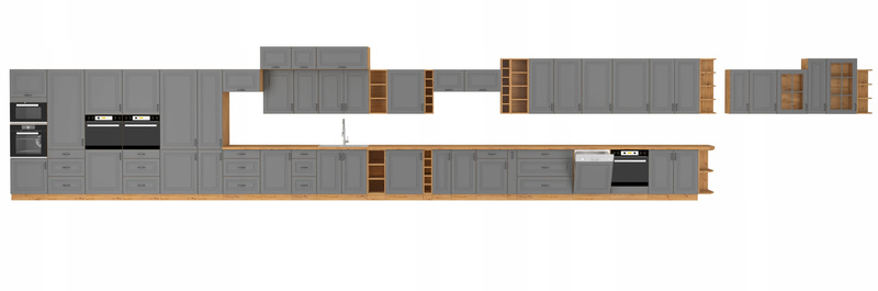Meble kuchenne STILO DUSTGREY/DĄB ARTISAN zestaw narożny kuchnia szafki