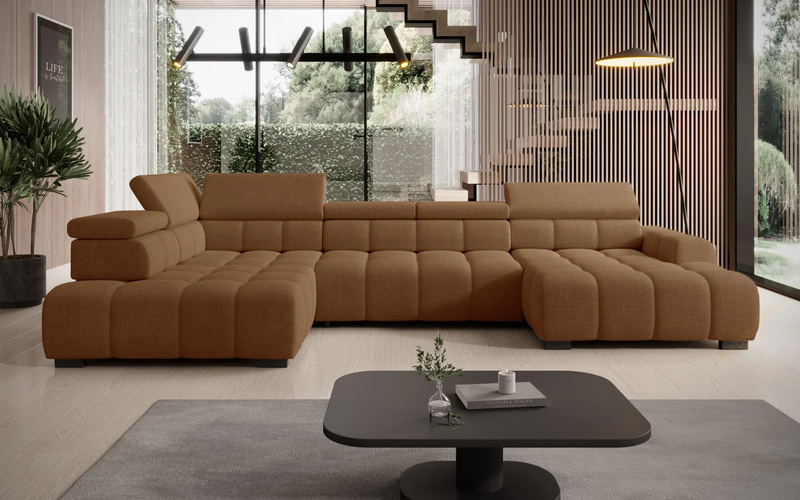 Narożnik BULL XL 393 cm, Elektryczny wysuw siedziska, Zagłówki