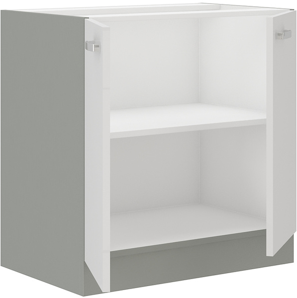 Szafka kuchenna dolna 80 D 2F BB BIAŁY POŁYSK, SZARY PLATYNOWY, Meble Kuchenne BIANCA