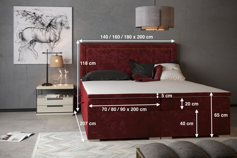 Łóżko Tapicerowane Kontynentalne QUARTO 160x200 cm