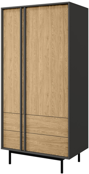 Szafa ALSY 1 93cm, Meble Pokojowe ALSY Antracyt / Dąb Olejowany