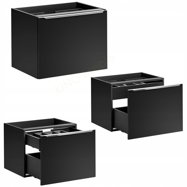 Meble łazienkowe SANTA FE BLACK 140, 2xUmywalka, 2xLustro, 2xLampa LED