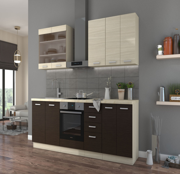 Szafka kuchenna dolna z szufladami 40 D 4S BB QUADRO DĄB FERRARA, LEGNO CIEMNE, Meble Kuchenne CHAMONIX