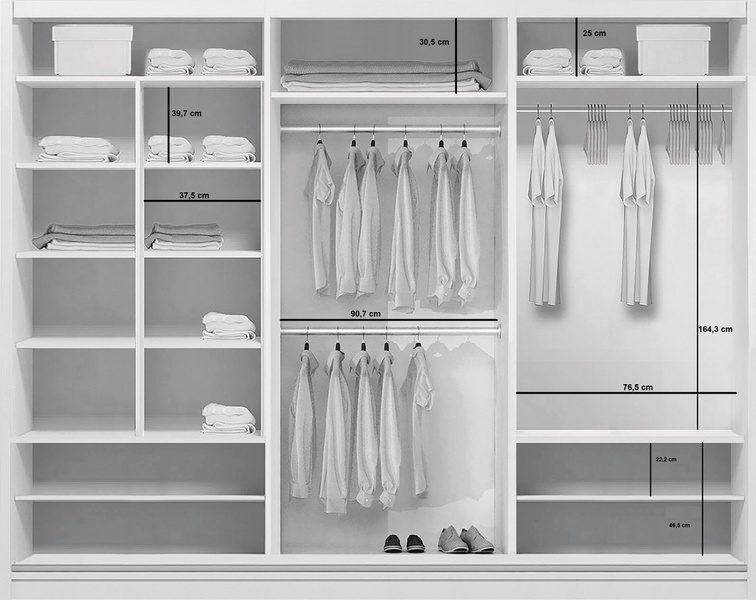 Szafa przesuwna A29 250 / 245 / 62 lustra, różne kolory i rozmiary