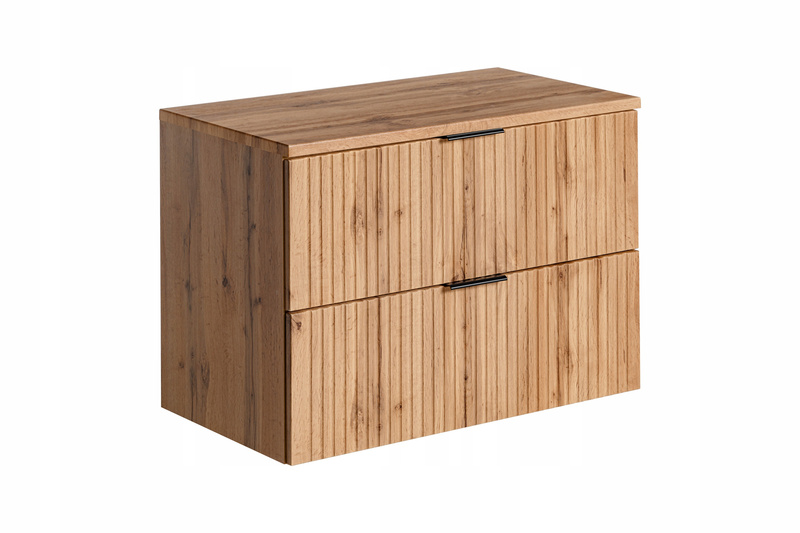 Meble łazienkowe ADEL OAK 80, Zestaw mebli z umywalką nablatową, Lustro LED