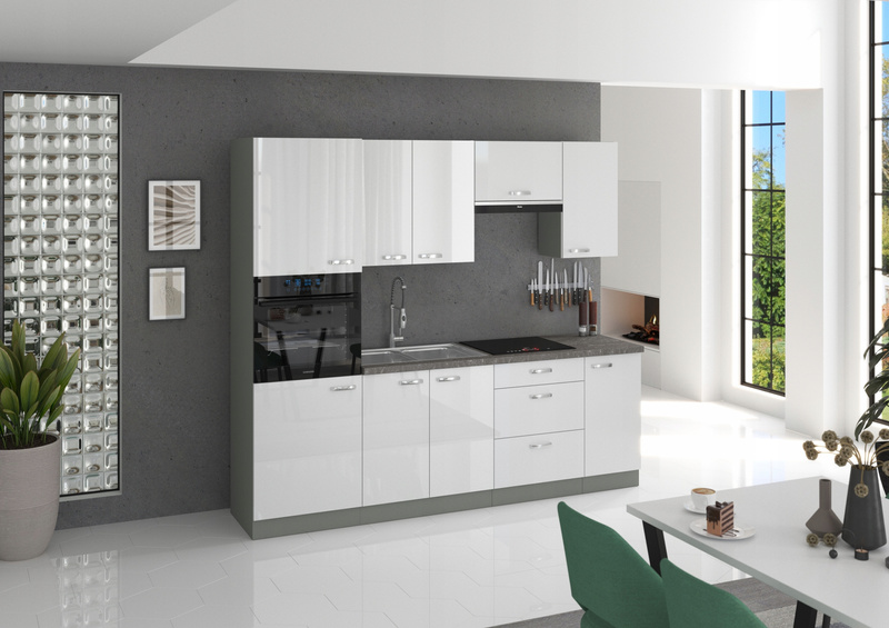 Szafka kuchenna BIANCA 60x60 GN-72 2F (90°) BIAŁY POŁYSK/SZARY PLATYNOWY