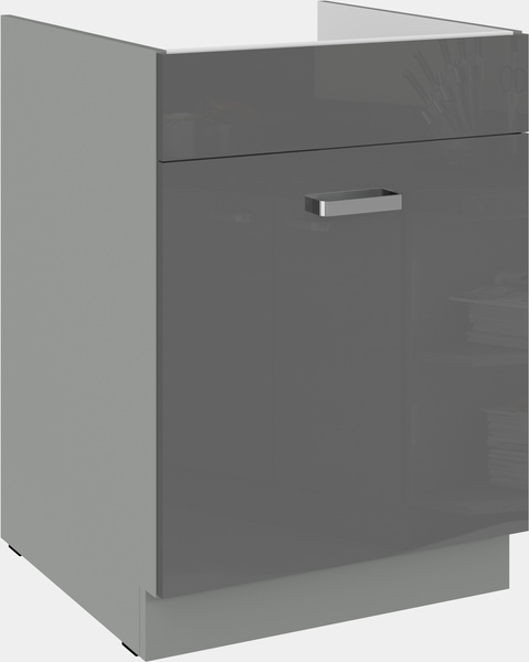 Szafka kuchenna dolna GREY 60 ZL 1S BB SZARY POŁYSK / SZARY PLATYNOWY
