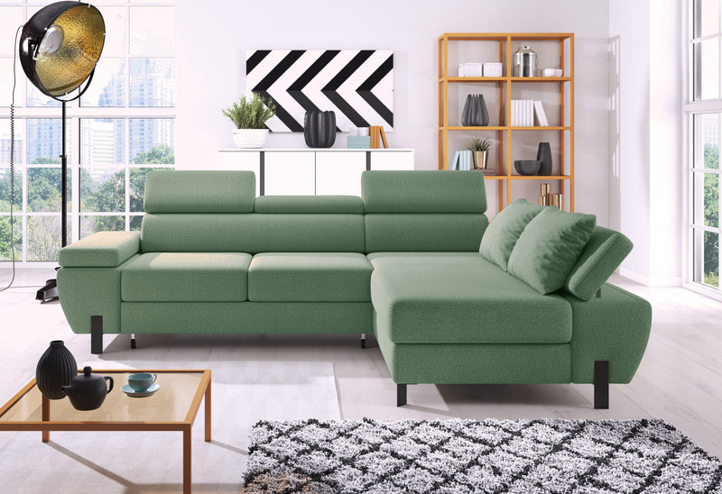 Narożnik z funkcją spania MOLINA S 277cm, Zagłówki, Pojemnik, Sprężyny