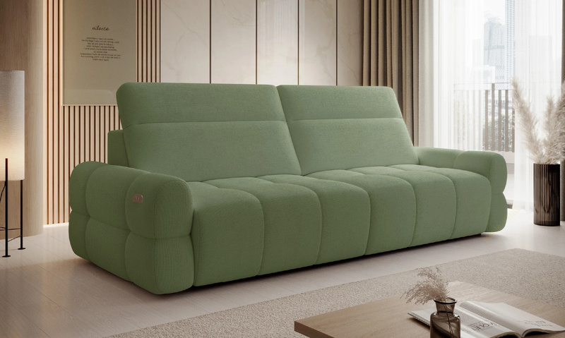 Sofa rozkładana MATEO Bigsofa 264 cm, Elektryczny wysuw siedziska, Zagłówki