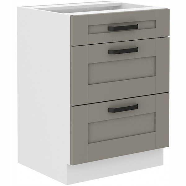 Szafka kuchenna dolna LUNA 60 D 3S BB CLAY GREY / BIAŁY MAT