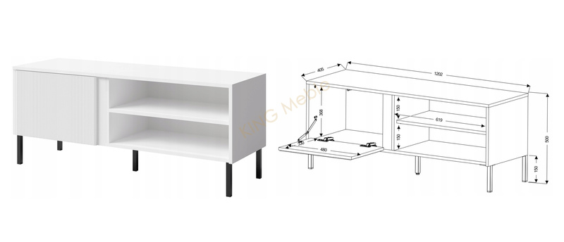 Szafka RTV MIA 7, RTV 120cm, Stolik RTV, Meble do Salonu MIA, MDF Biała