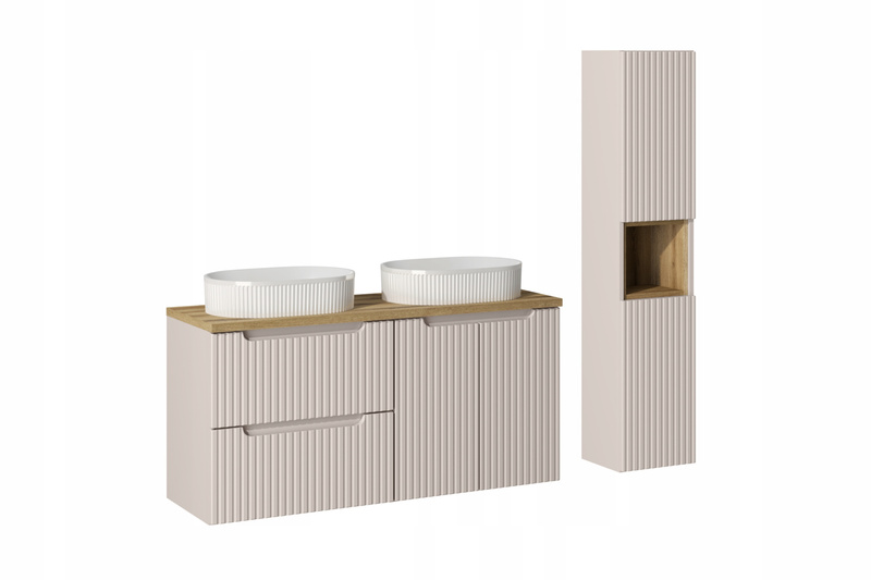 Meble łazienkowe NOVA WHITE 120, 2x umywalka nablatowa, Biały, 3 KOLORY