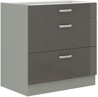 Szafka kuchenna dolna GREY 80 D 3S BB SZARY POŁYSK / SZARY PLATYNOWY