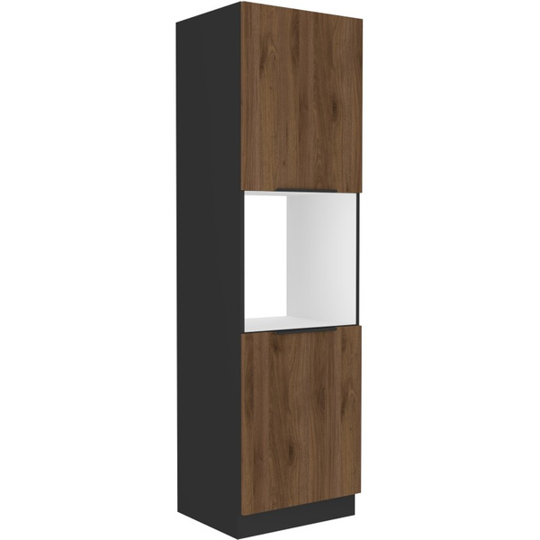 Szafka kuchenna słupek MONZA 60 DP-210 2F ORZECH OKAPI / CZARNY MAT