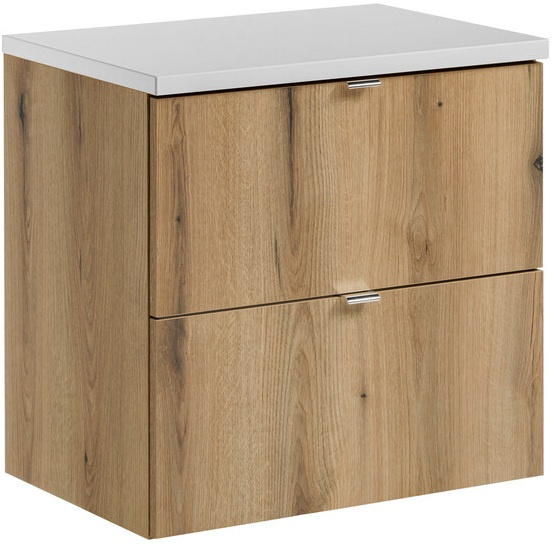 Zestaw meblowy 60cm z blatem, Meble łazienkowe NOVA Dąb Coast Evoke / Biały