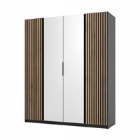 Szafa KAJA 2 LAM 2 LUSTRO Czarny / Dąb Evoke Lamele