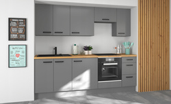 Meble kuchenne NESSA ANTRACYT zestaw kuchnia szafki 240cm