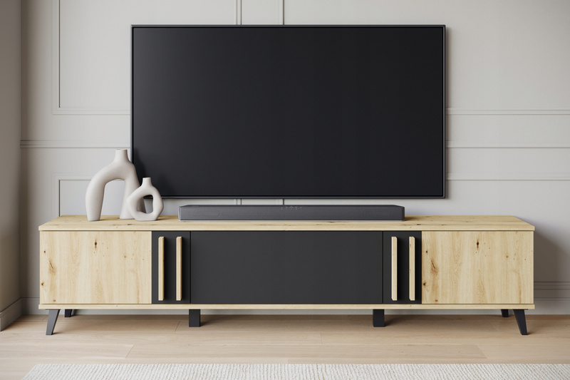 Szafka RTV HELSINKI 180 Dąb Artisan / Czarny Grafit