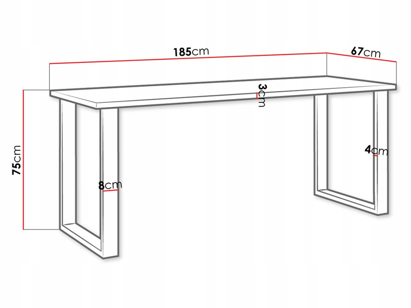 Stół loftowy do jadalni IMPERIAL 185x67 ARTISAN