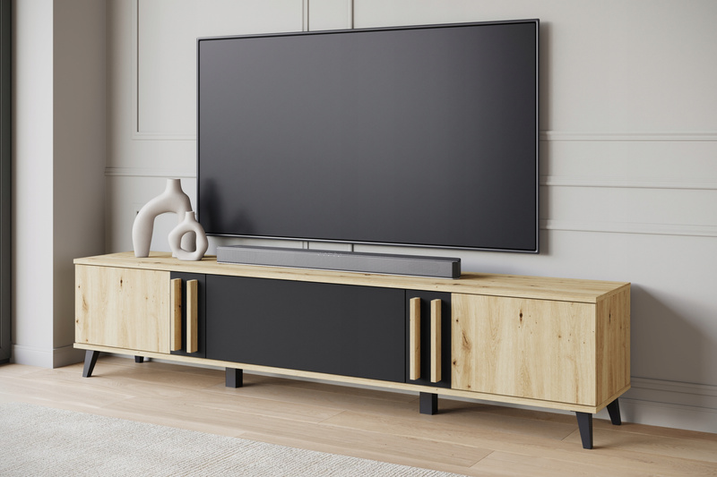 Szafka RTV HELSINKI 180 Dąb Artisan / Czarny Grafit