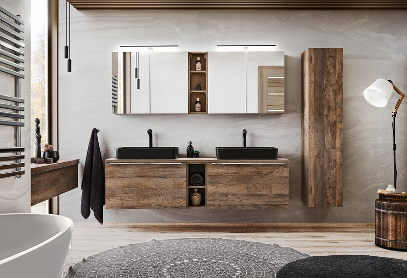 Blat łazienkowy 180cm, Meble łazienkowe Dąb Santa Fe Vintage