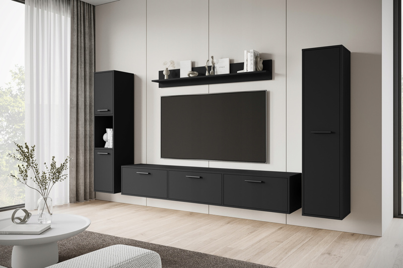Meblościanka Zestaw mebli BOGOTA XL salon Dąb Wotan / Krawędź Czarny Grafit