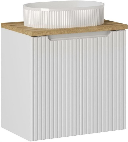 Zestaw meblowy 60cm z blatem, umywalka, Meble łazienkowe NOVA Biały / Dąb