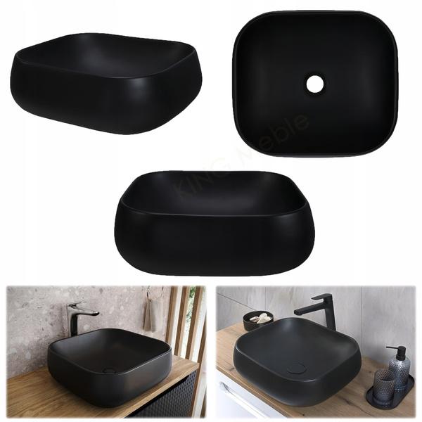 Meble łazienkowe LUXOR BLACK 90, Umywalka nablatowa, Dąb/Czarny, 2 KOLORY