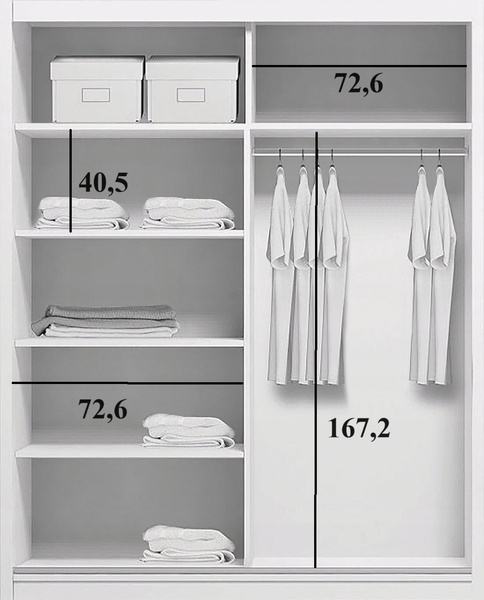 Szafa przesuwna A20 150 / 215 / 62 lustro, różne kolory i rozmiary