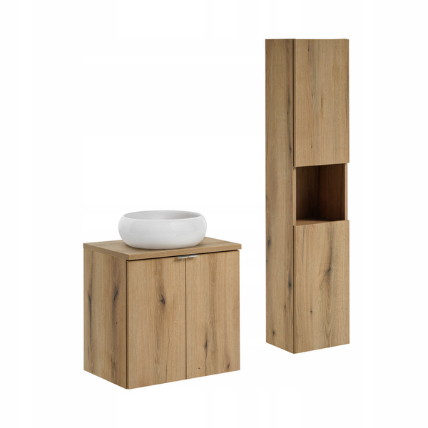 Meble łazienkowe NOVA OAK 60-2D, Umywalka nablatowa, Dąb Coast Evoke