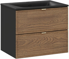 Zestaw meblowy 60cm z umywalką, Meble łazienkowe TALIA Dąb Casella / Czarny