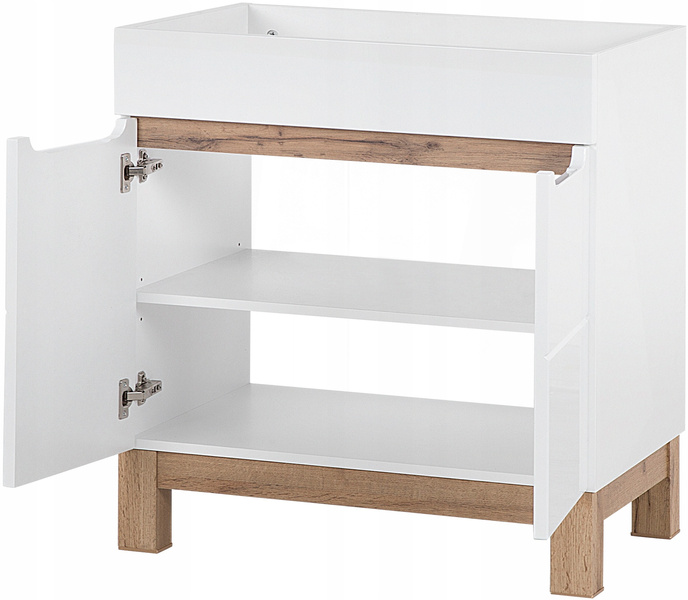 Szafka pod umywalkę 821 80cm, Meble łazienkowe BALI Dąb Craft/Biały Połysk